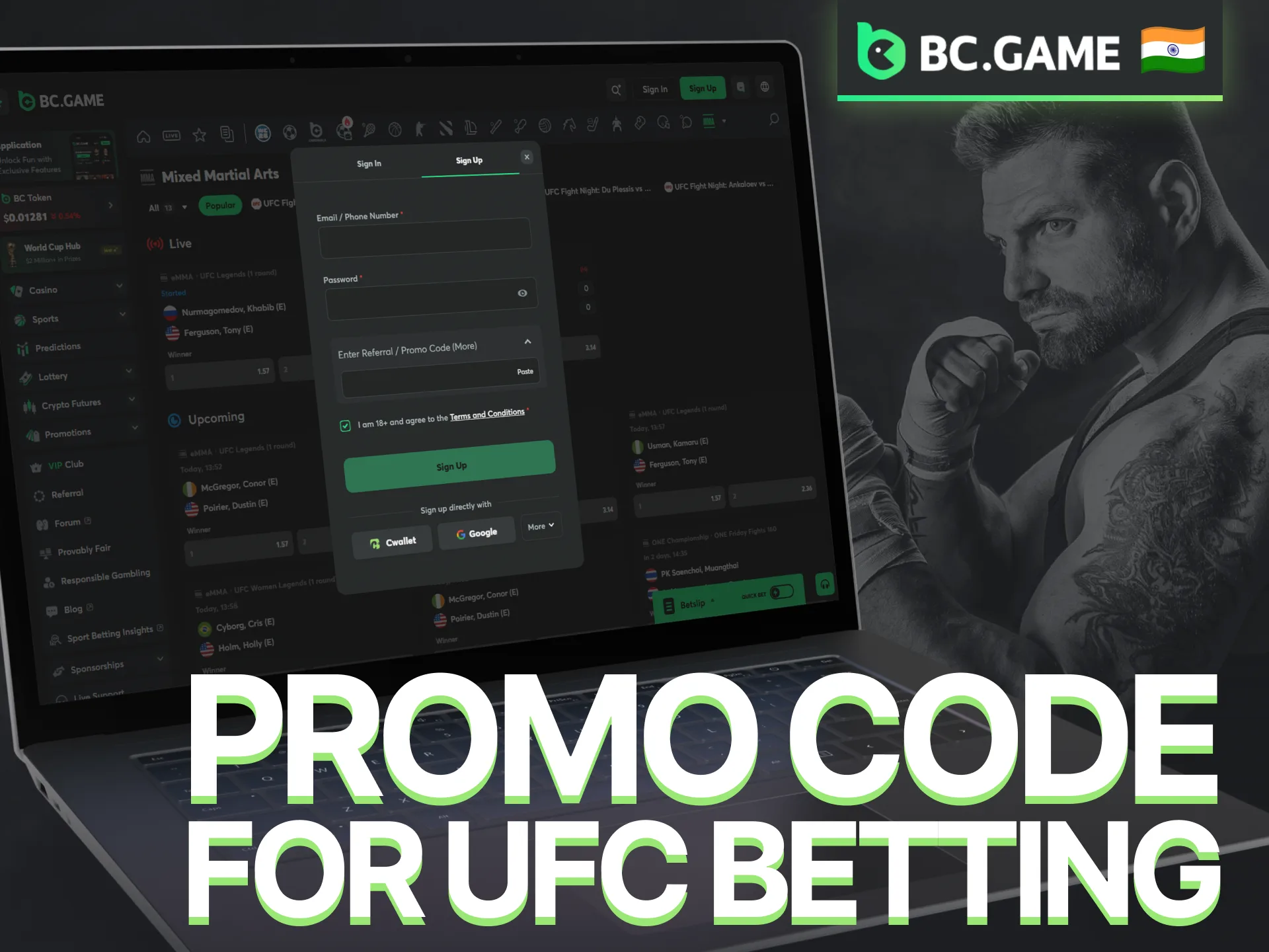 Use a current BC Game promo code to enhance your UFC betting experience.