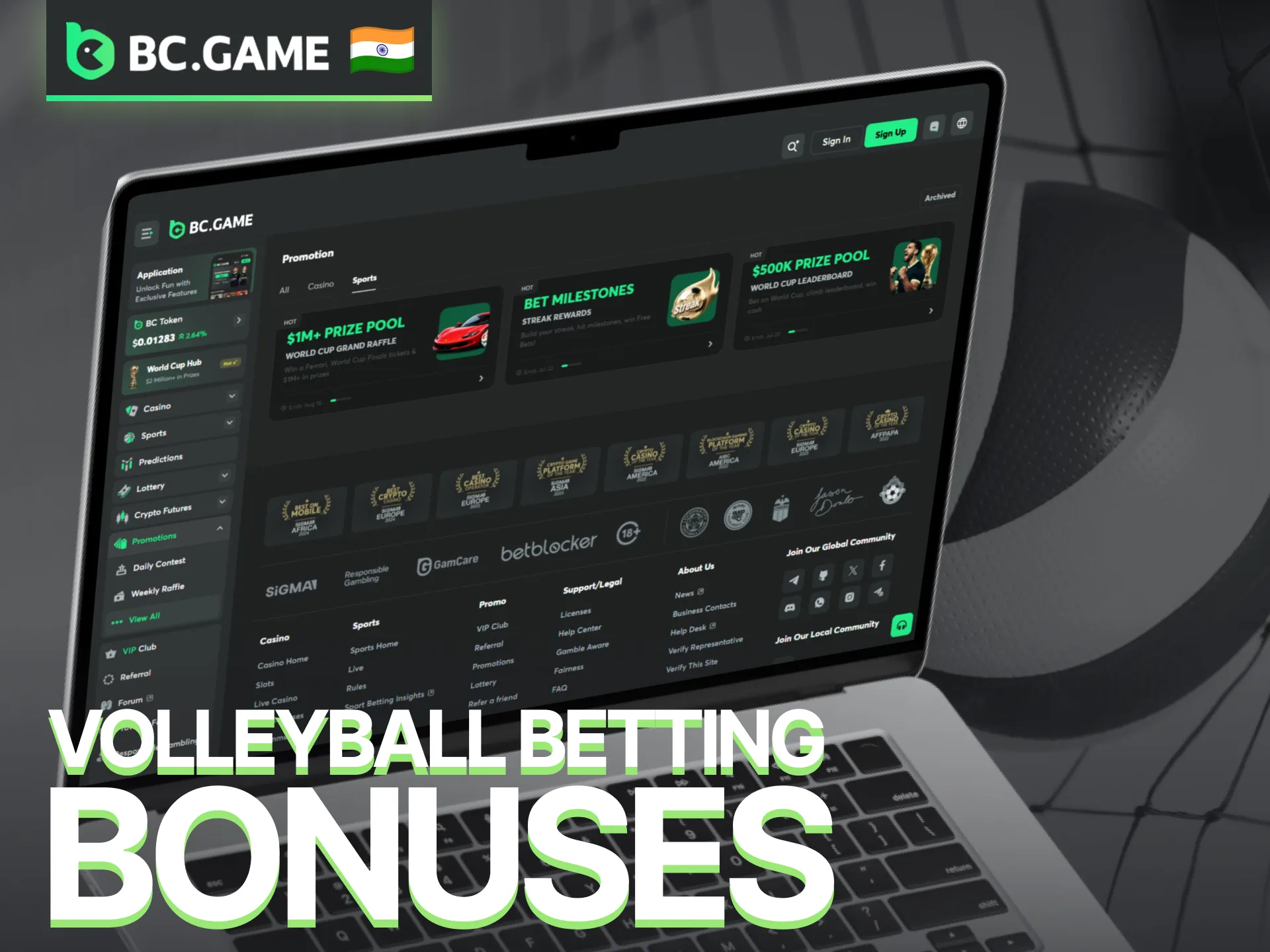 Claim volleyball betting bonuses and promotions available on BC Game.