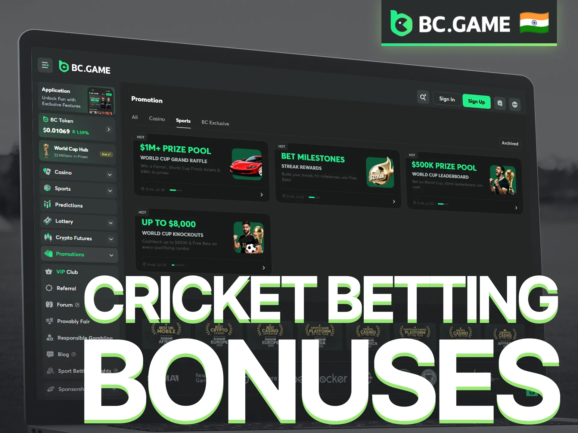 Take advantage of BC Game cricket promotions and betting rewards.